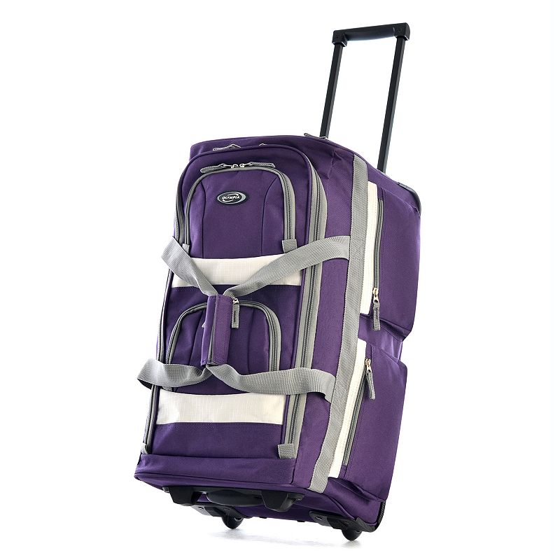 Olympia 8-Pocket Rolling Duffel Bag, Dark Purple