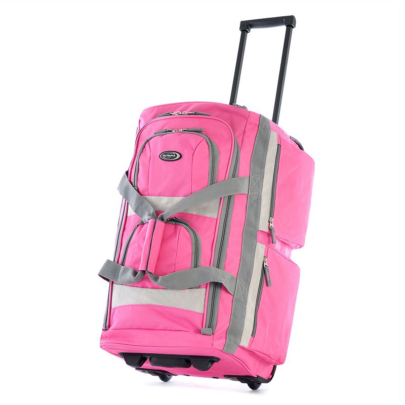 Olympia 8-Pocket Rolling Duffel Bag, Pink