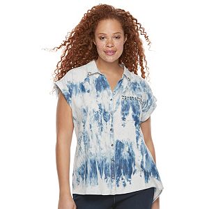 Plus Size Rock & Republic® Studded Tie-Dye Shirt