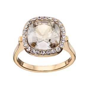 Brilliance 14k Gold-Plated Gray Crystal Ring with Swarovski Crystals