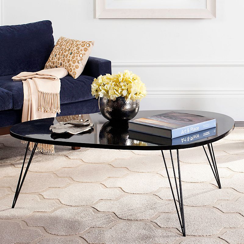 SAFAVIEH Wynton Retro Mid-Century Lacquer Coffee Table Black / Black