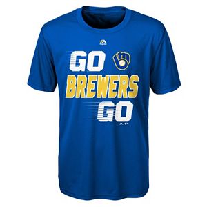 Boys 8-20 Majestic Milwaukee Brewers Double Header Cool Base Tee