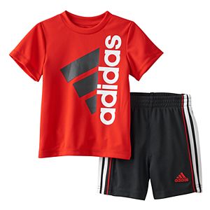 Baby Boy Adidas Graphic Tee & Striped Shorts Set