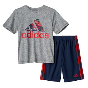 Baby Boy adidas Logo Heathered Tee & Shorts Set