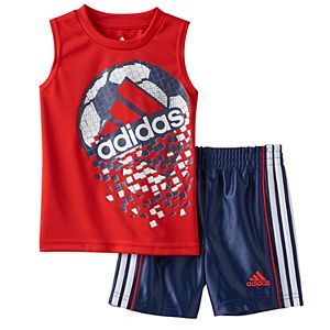 Baby Boy Adidas Soccer Graphic Tee & Shorts Set