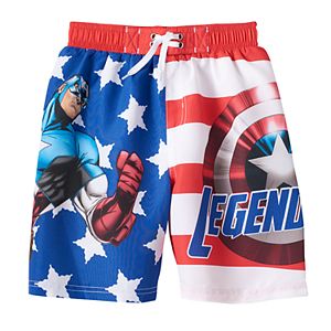 Boys 4-7 Marvel Captain America Stars & Stripes Swim Trunks