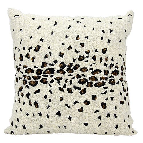 Mina Victory Lumin Beaded Leopard Ivory Throw Pillow