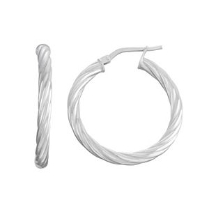 Sterling Silver Twist Tube Hoop Earrings