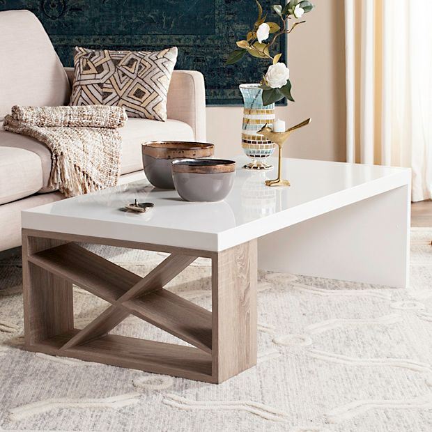 Safavieh Carlton Modern Scandinavian Side Storage Lacquer Coffee Table White