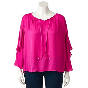 Plus Size Jennifer Lopez Bell Sleeve Peasant Top