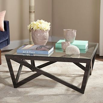 Safavieh Contemporary Wide Glass Top Coffee Table