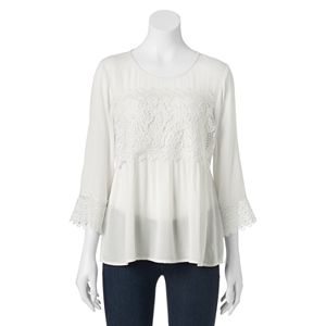 Juniors' Trixxi Pepulum Hem Lace Top