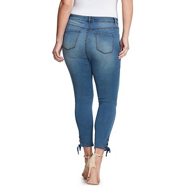 Plus Size Gloria Vanderbilt Alexandra Lace-Up Skinny Ankle Jeans 