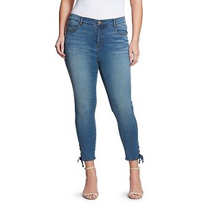 Plus Size Gloria Vanderbilt Alexandra Lace-Up Skinny Ankle Jeans