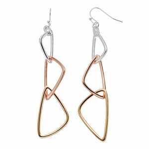 Jennifer Lopez Tri Tone Triangle Drop Earrings