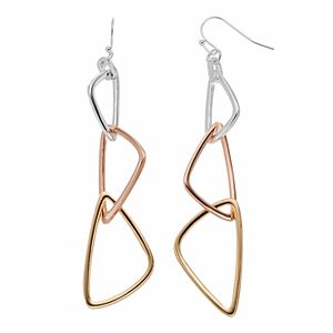 Jennifer Lopez Tri Tone Triangle Drop Earrings