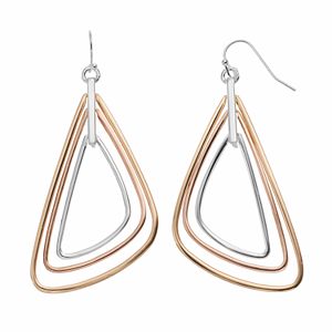 Jennifer Lopez Tri Tone Triangle Drop Earrings