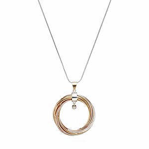 Jennifer Lopez Long Tri Tone Twisted Circle Pendant Necklace