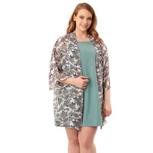 Juniors' Plus Size Wallflower Dress & Kimono Set