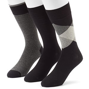 Men's 3-pack Marc Anthony Diamond, Solid & Striped Dress Socks