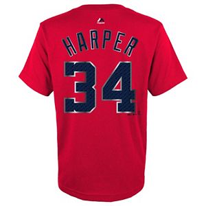 Boys 8-20 Majestic Washington Nationals Bryce Harper Metal Grid Player Name and Number Tee