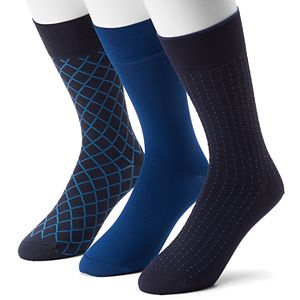 Men's 3-pack Marc Anthony Diamond & Solid Microfiber Dress Socks