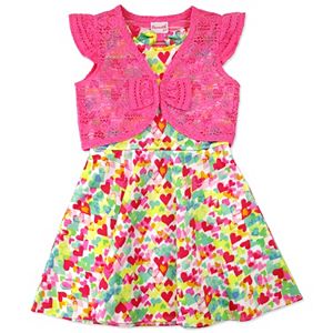 Toddler Girl Nanette Print Scuba Dress with Lace Shrug