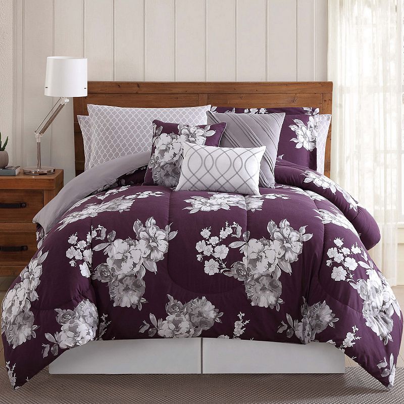 Style 212 12-Piece Comforter Set, Purple, King
