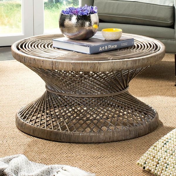 Safavieh Wide Bowed Wicker Coffee Table