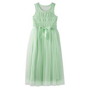 Girls 7-16 Lilt Crochet Lace Bodice Mesh Maxi Dress