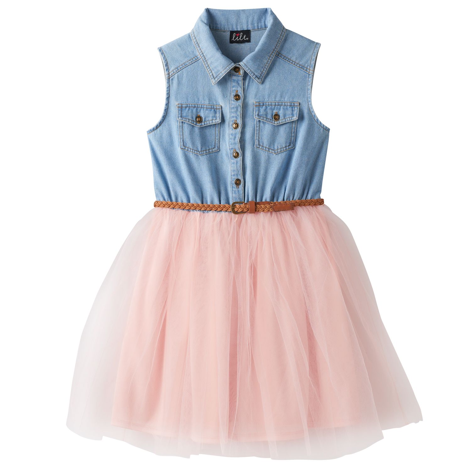 girls denim and tulle dress