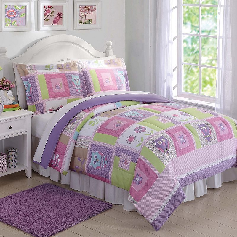Happy Owls Comforter Set, Pink, Twin