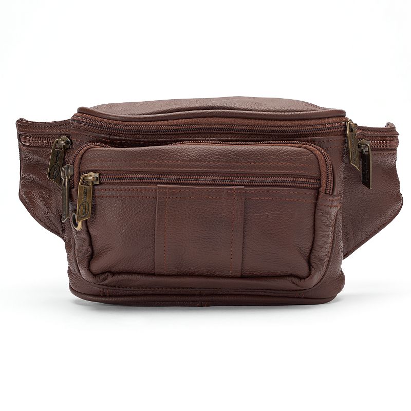 AmeriLeather Easy Traveler Leather Fanny Pack, Brown
