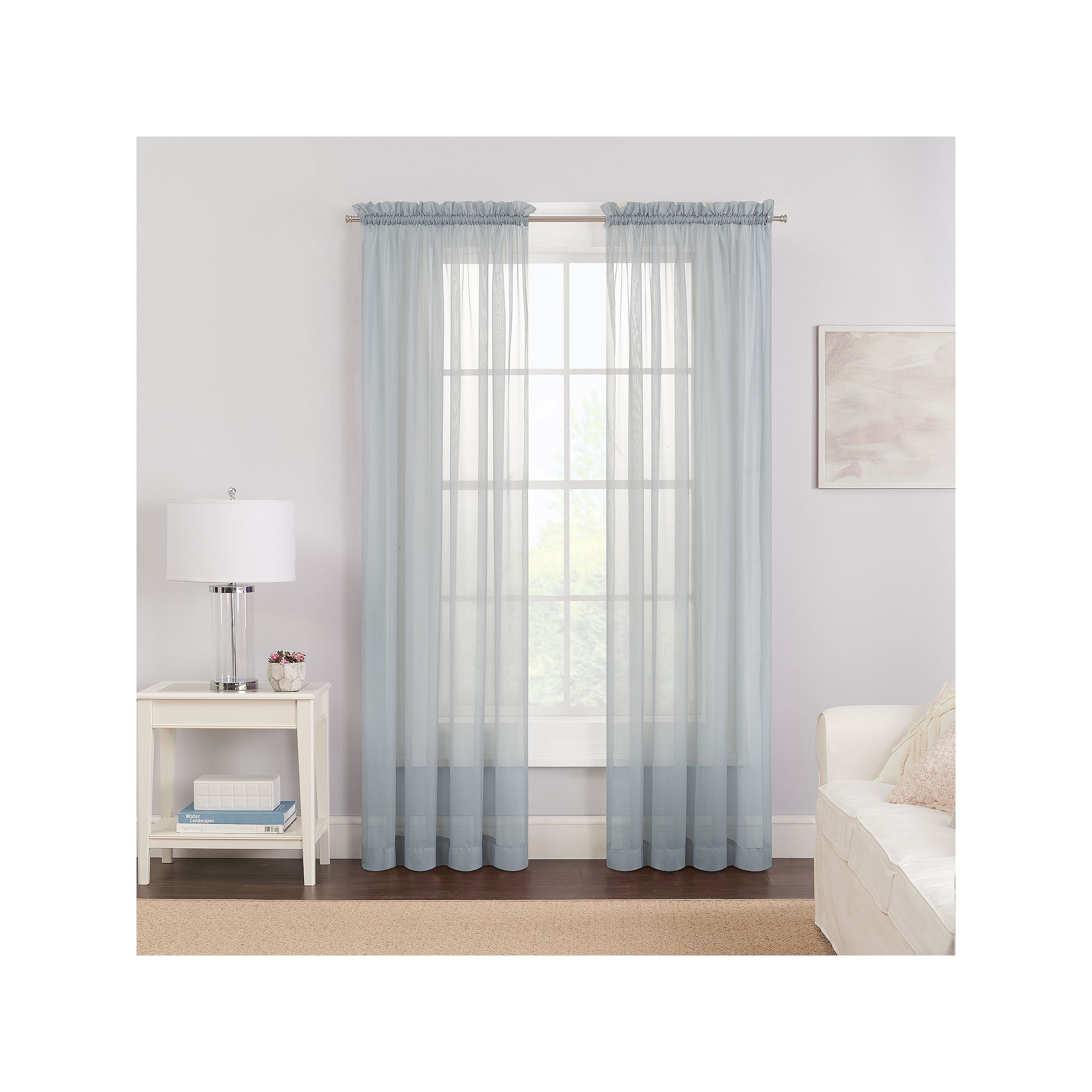 eclipse 2-Pack Victoria Voile Window Curtains, Gray