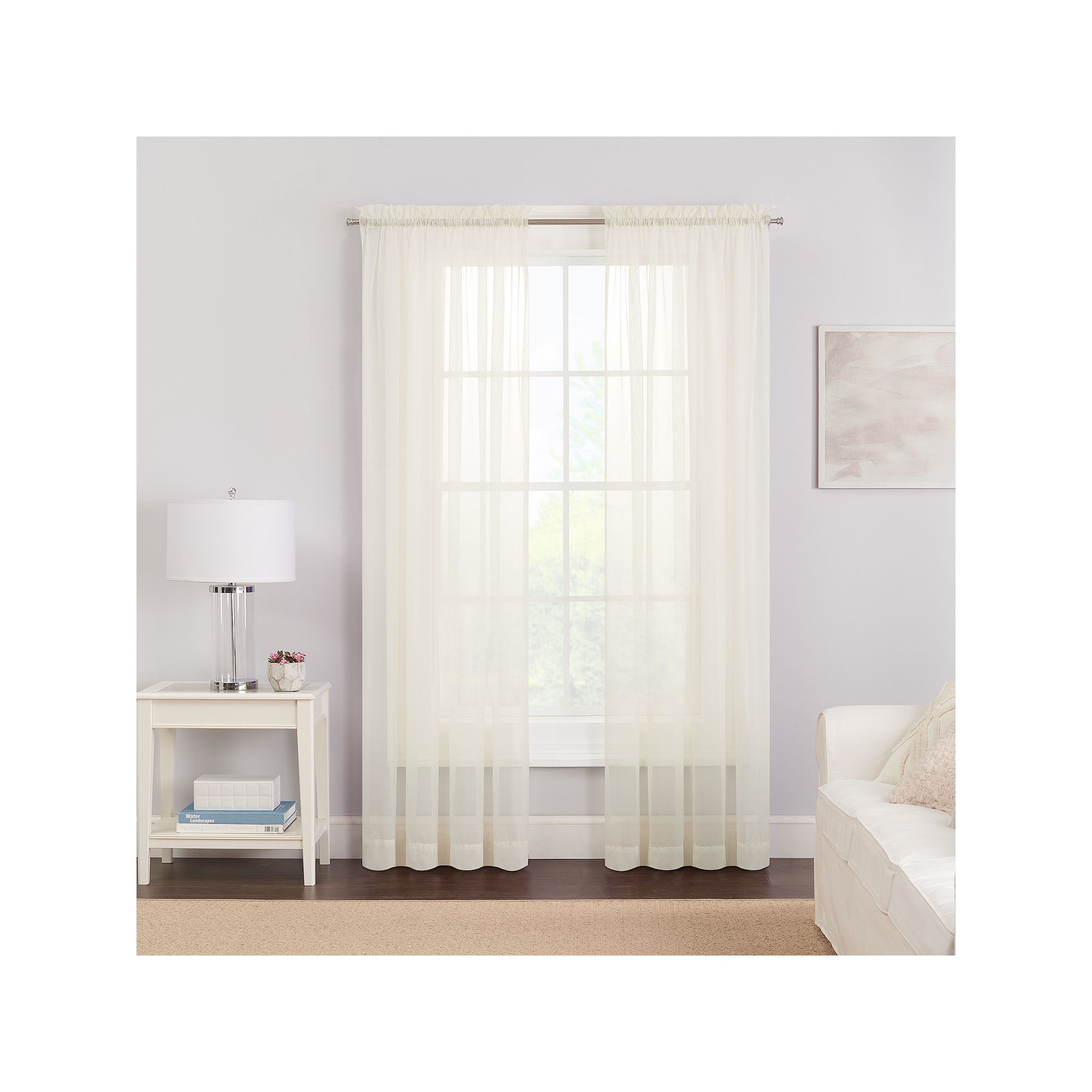 eclipse 2-Pack Victoria Voile Window Curtains, Ivory