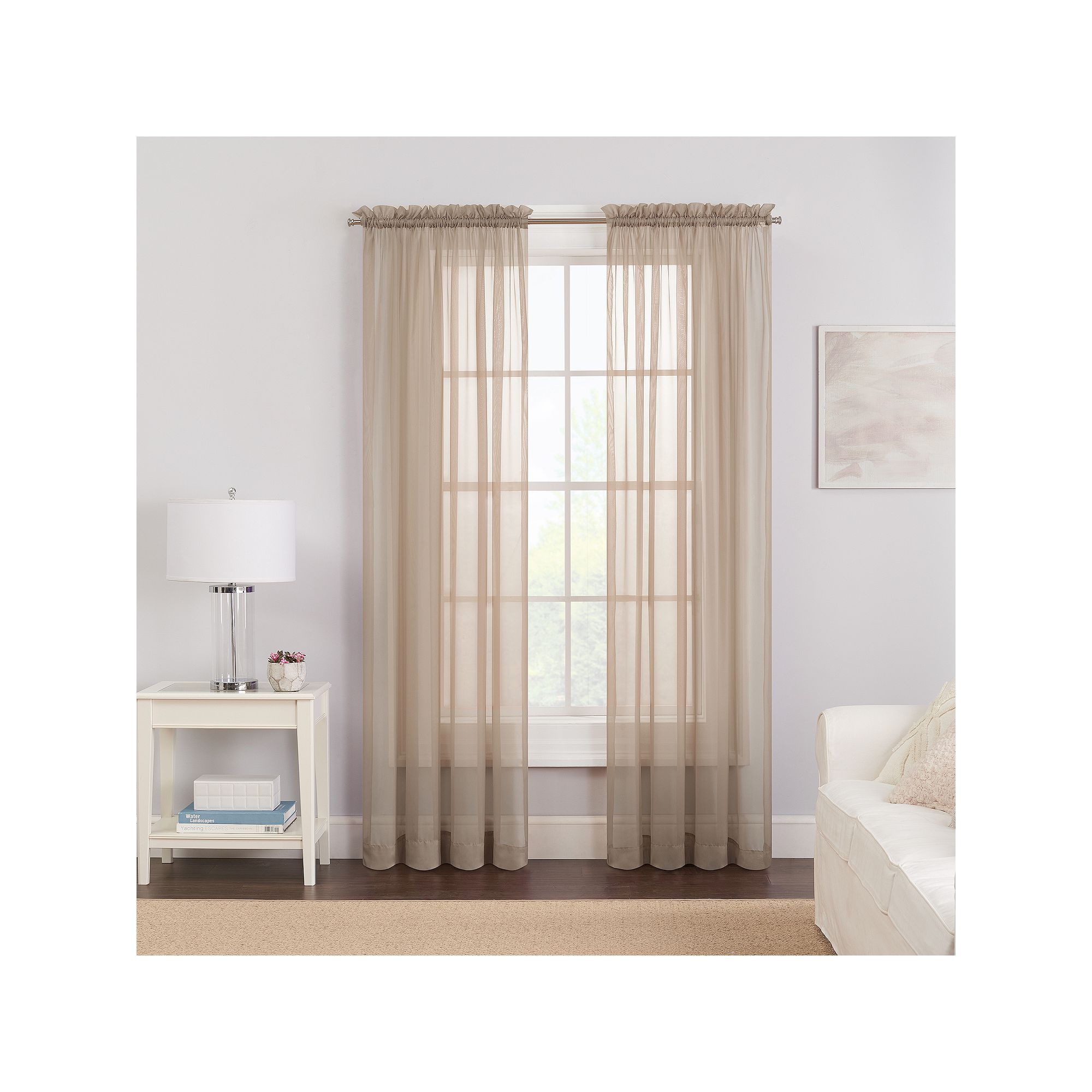 eclipse 2-Pack Victoria Voile Window Curtains, Brown