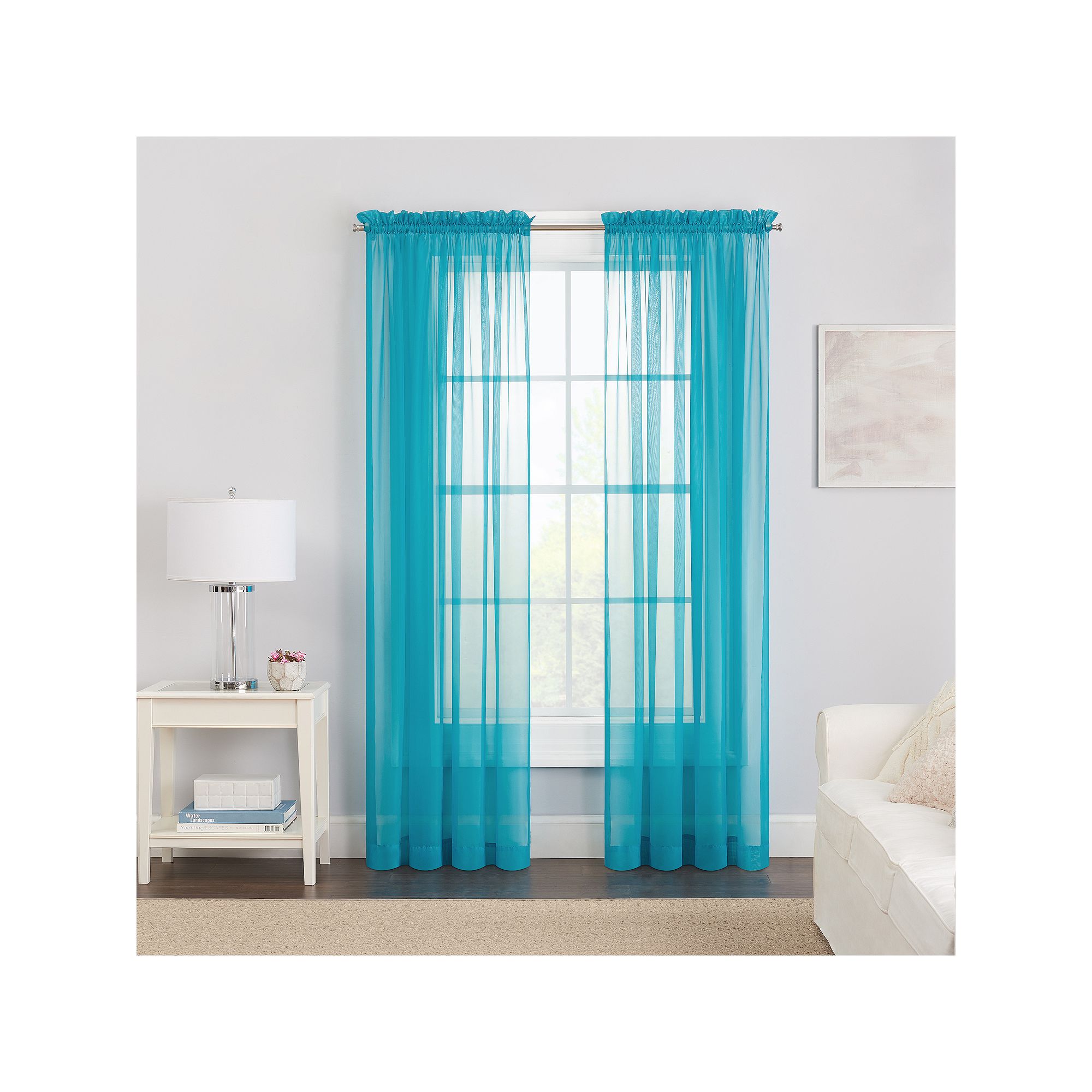 eclipse 2-Pack Victoria Voile Window Curtains, Turquoise