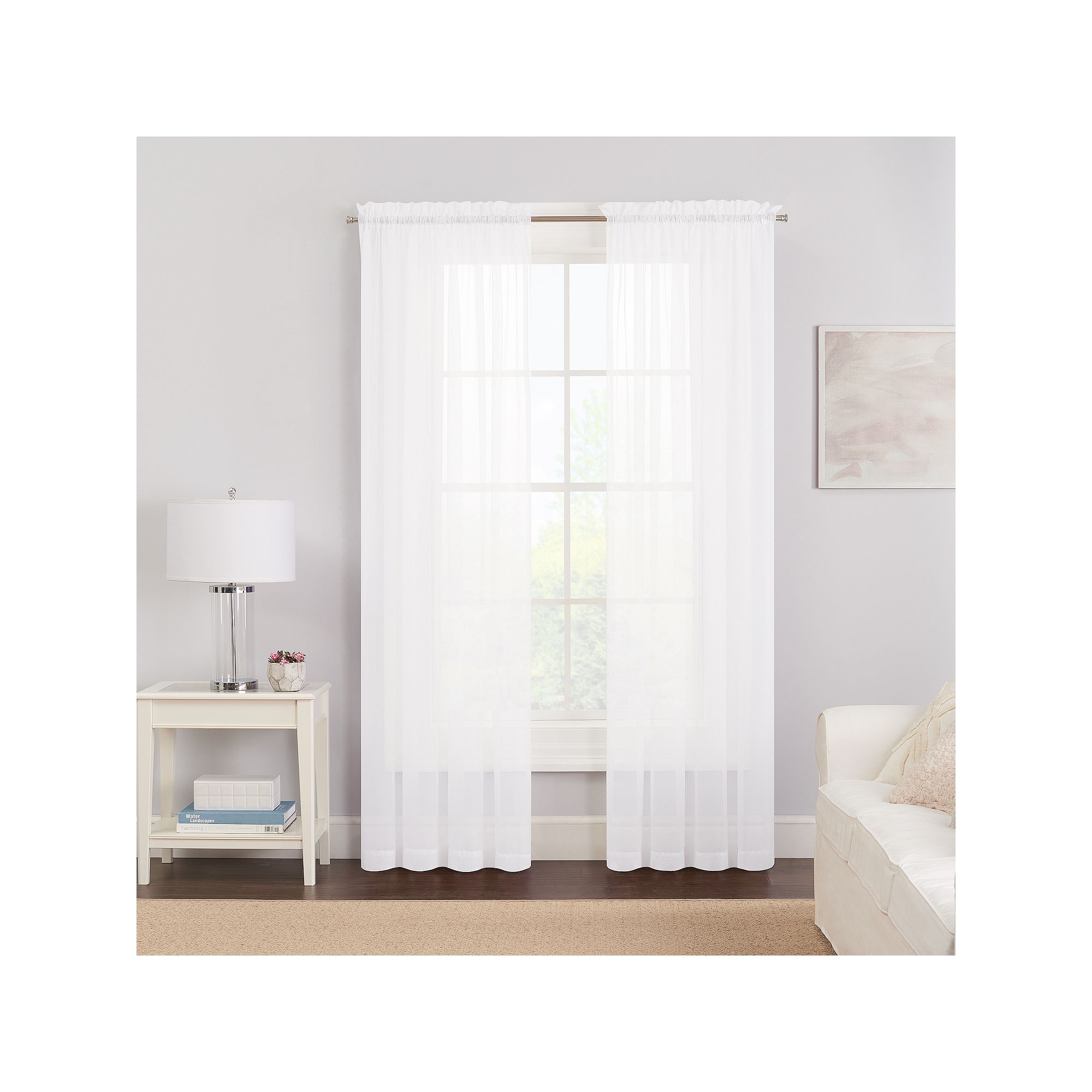 eclipse 2-Pack Victoria Voile Window Curtains, White