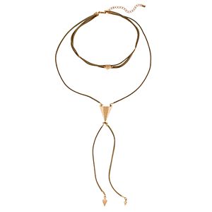 Faux Suede Layered Tribal Choker Necklace