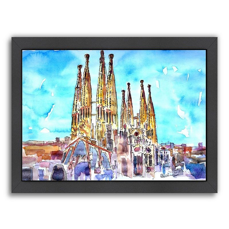Americanflat Sagrada Familia Barcelona Framed Wall Art, Multicolor, Medium