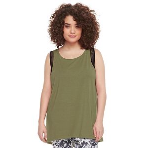 madden NYC Juniors' Plus Size Mesh Trim Tank