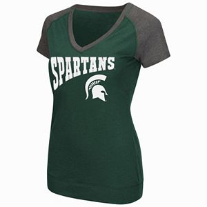 Women's Campus Heritage Michigan State Spartans First Base V-Neck Tee