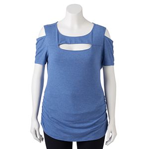 Juniors' Plus Size Candie's庐 Ribbed Cutout Tee