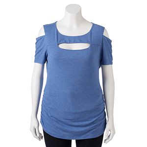 Juniors' Plus Size Candie's® Ribbed Cutout Tee