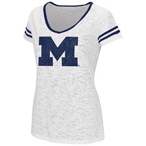 Juniors' Campus Heritage Michigan Wolverines Contrasting Ringer Tee