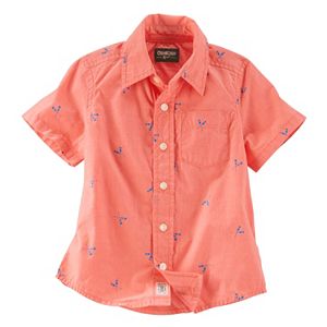 Boys 4-8 OshKosh B'gosh® Paddle Print Short Sleeve Poplin Button-Down Shirt