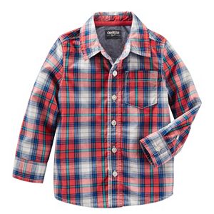 Toddler Boy OshKosh B'gosh® Long Sleeve Plaid Poplin Button-Down Shirt