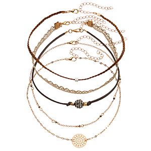 Lace, Braid, Medallion & Fireball Choker Necklace Set