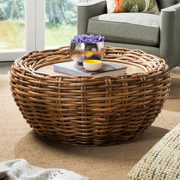 Wicker circle store coffee table