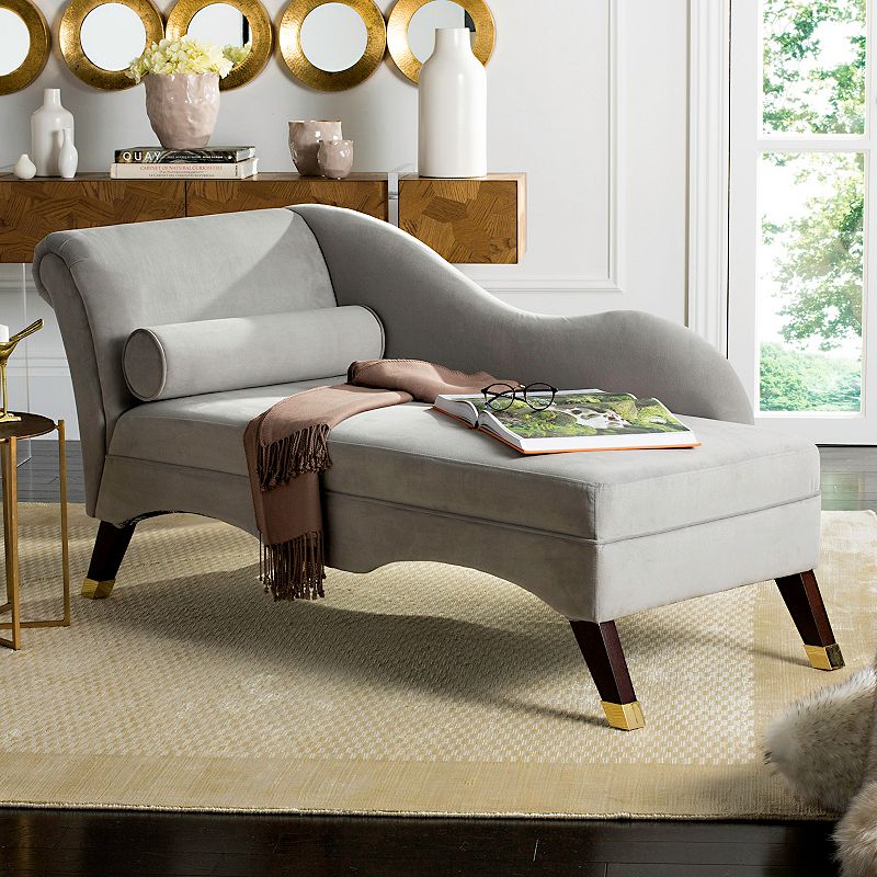 Safavieh Velvet Chaise & Pillow 2-piece Set, Grey